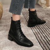2021 New Winter Women Boots Retro Chelsea Boots Women Shoes Women Ankle Boots Genuine Leather Female Square Heel Leather Boots