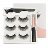 3 Pairs Magnetic False Eyelash Couple with Eyeliner & Tweezer Strip Dramatic Natural Long Thick Artificial Fake Lash Makeup Set