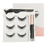 3 Pairs Magnetic False Eyelash Couple with Eyeliner & Tweezer Strip Dramatic Natural Long Thick Artificial Fake Lash Makeup Set