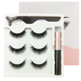 3 Pairs Magnetic False Eyelash Couple with Eyeliner & Tweezer Strip Dramatic Natural Long Thick Artificial Fake Lash Makeup Set