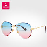 Fashion Blue Rimless Sunglasses Women 2019 UV400 Luxury Aviation Ladies Sunglasses Glasses Shades zonnebril dames G18475