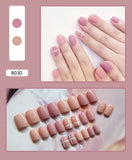 Nail Tip Fake Art Press on Nails with Glue Designs Set Full Artificial Short Packaging Kiss False Clear Cover Tipsy Stick Square