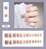 Nail Tip Fake Art Press on Nails with Glue Designs Set Full Artificial Short Packaging Kiss False Clear Cover Tipsy Stick Square