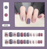 Nail Tip Fake Art Press on Nails with Glue Designs Set Full Artificial Short Packaging Kiss False Clear Cover Tipsy Stick Square