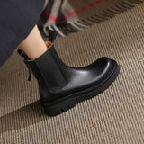 New Autumn Women Shoes Genuine Leather Platform Shoes Round Toe Thick Heel Women Boots Solid Casual Winter Modern Boots Women