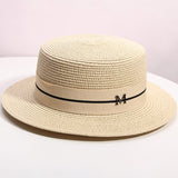 New Summer Women's Boater Beach Hat Wide side Female Casual Panama Hat Lady Classic Flat Bowknot Straw Sun Hat Women Fedora