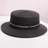 New Summer Women's Boater Beach Hat Wide side Female Casual Panama Hat Lady Classic Flat Bowknot Straw Sun Hat Women Fedora