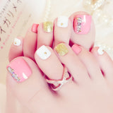 fake toe nails tips press on nail art coffin with glue stick designs clear display set false full cover artificial short square